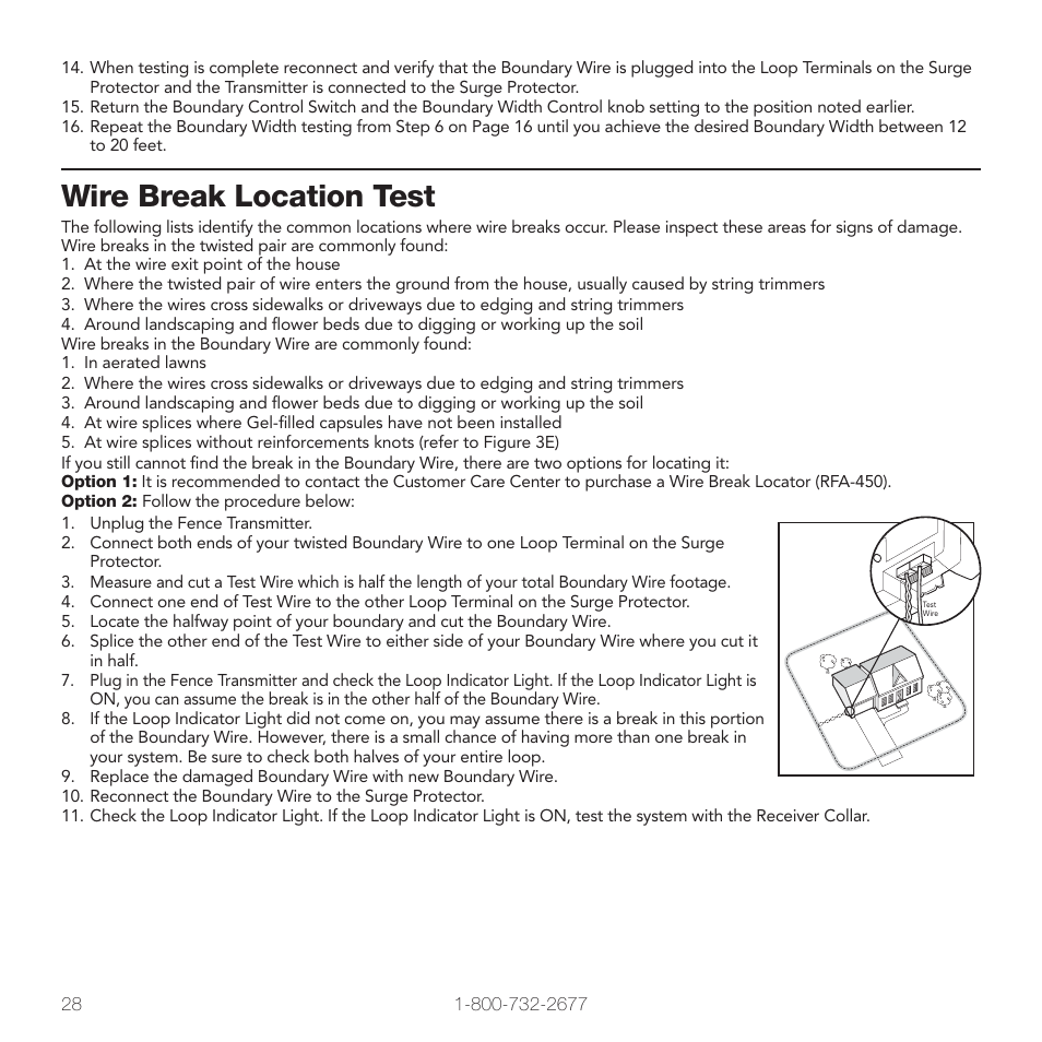 Wire break location test | Petsafe In-Ground Fence™ User Manual | Page 28 / 32