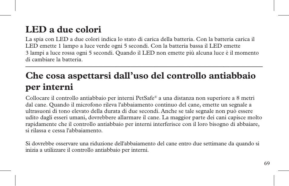 Led a due colori | Petsafe Indoor Bark Control, Ultrasonic User Manual | Page 69 / 108