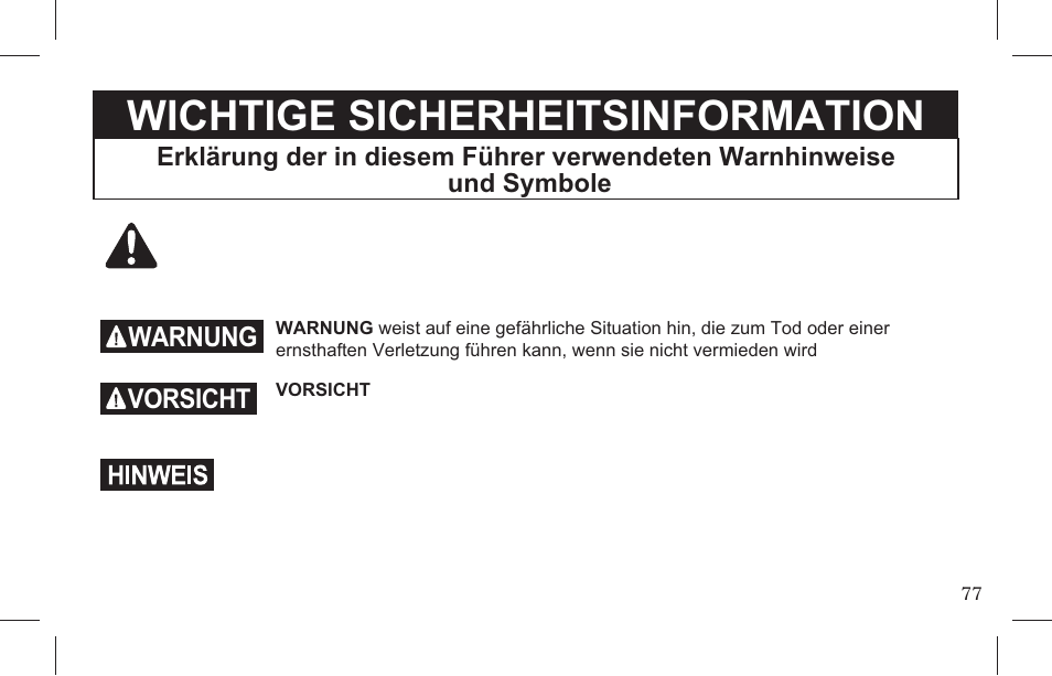 Wichtige sicherheitsinformation | Petsafe Indoor Bark Control, Ultrasonic User Manual | Page 77 / 108