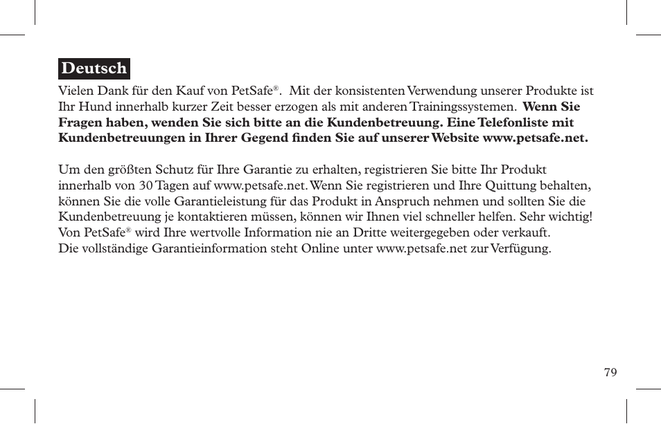 Deutsch | Petsafe Indoor Bark Control, Ultrasonic User Manual | Page 79 / 108