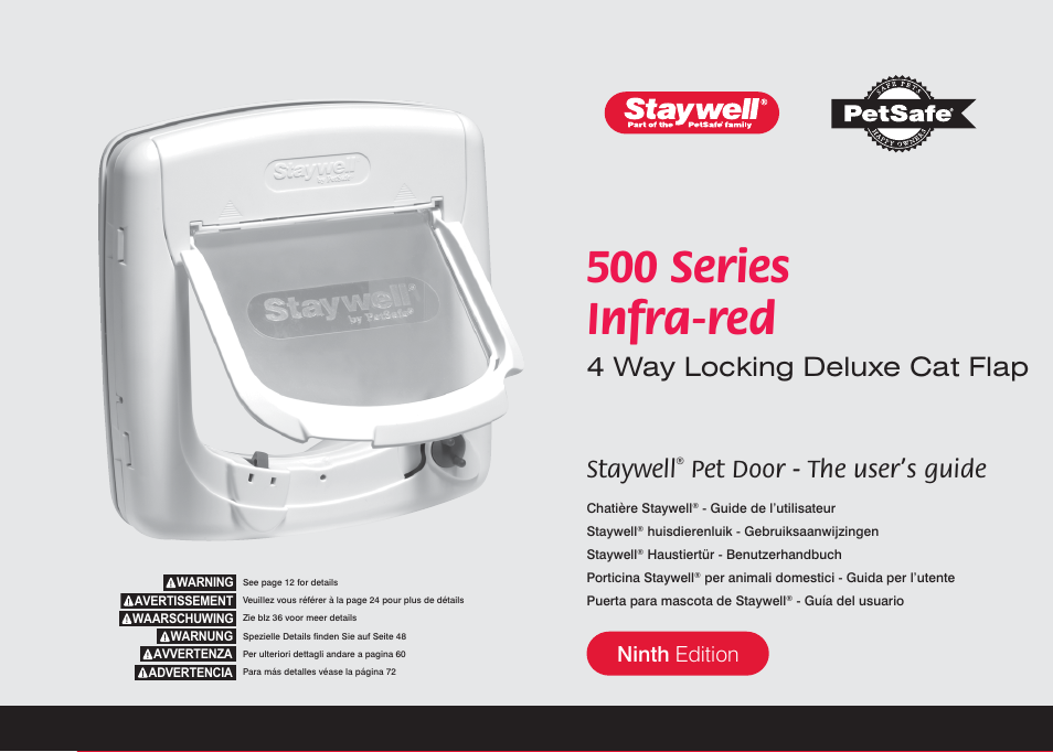 Petsafe Infra Red 4 Way Locking Deluxe Cat Flap User Manual | 74 pages