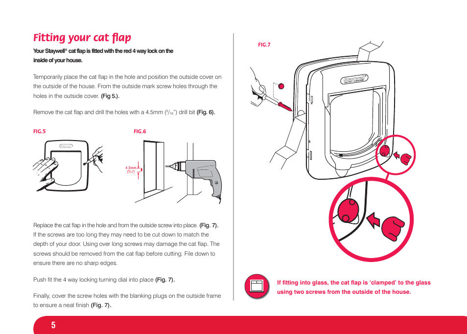 Fitting your cat ﬂ ap | Petsafe Infra Red 4 Way Locking Deluxe Cat Flap User Manual | Page 5 / 74