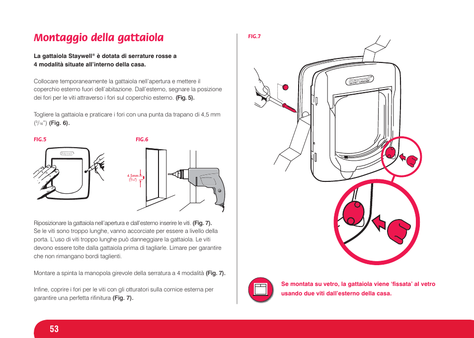 Montaggio della gattaiola | Petsafe Infra Red 4 Way Locking Deluxe Cat Flap User Manual | Page 53 / 74