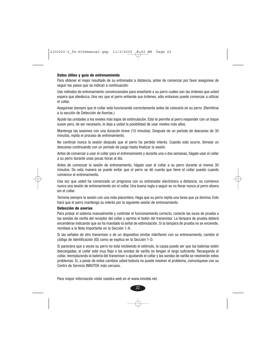 Petsafe Innotek 450 m Remote Training Collar User Manual | Page 22 / 48