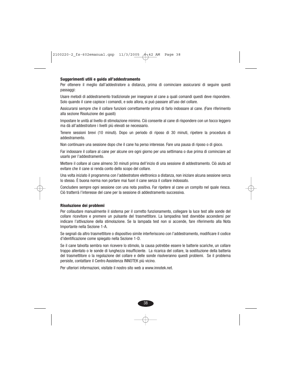 Petsafe Innotek 450 m Remote Training Collar User Manual | Page 38 / 48