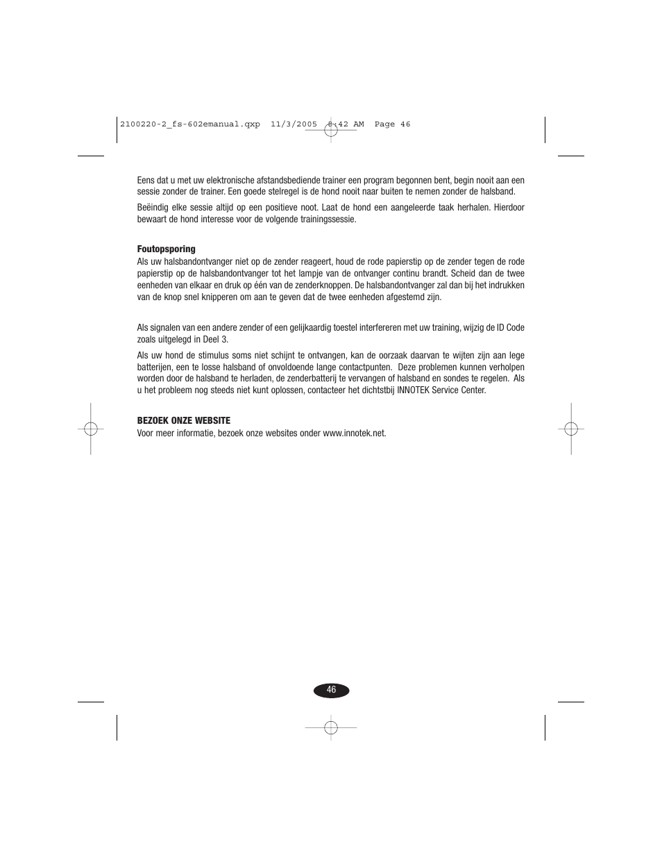 Petsafe Innotek 450 m Remote Training Collar User Manual | Page 46 / 48