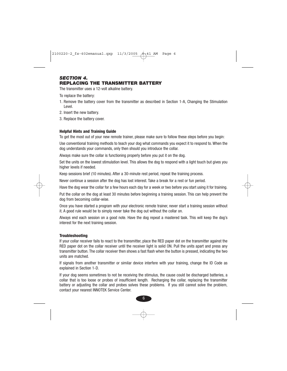 Petsafe Innotek 450 m Remote Training Collar User Manual | Page 6 / 48