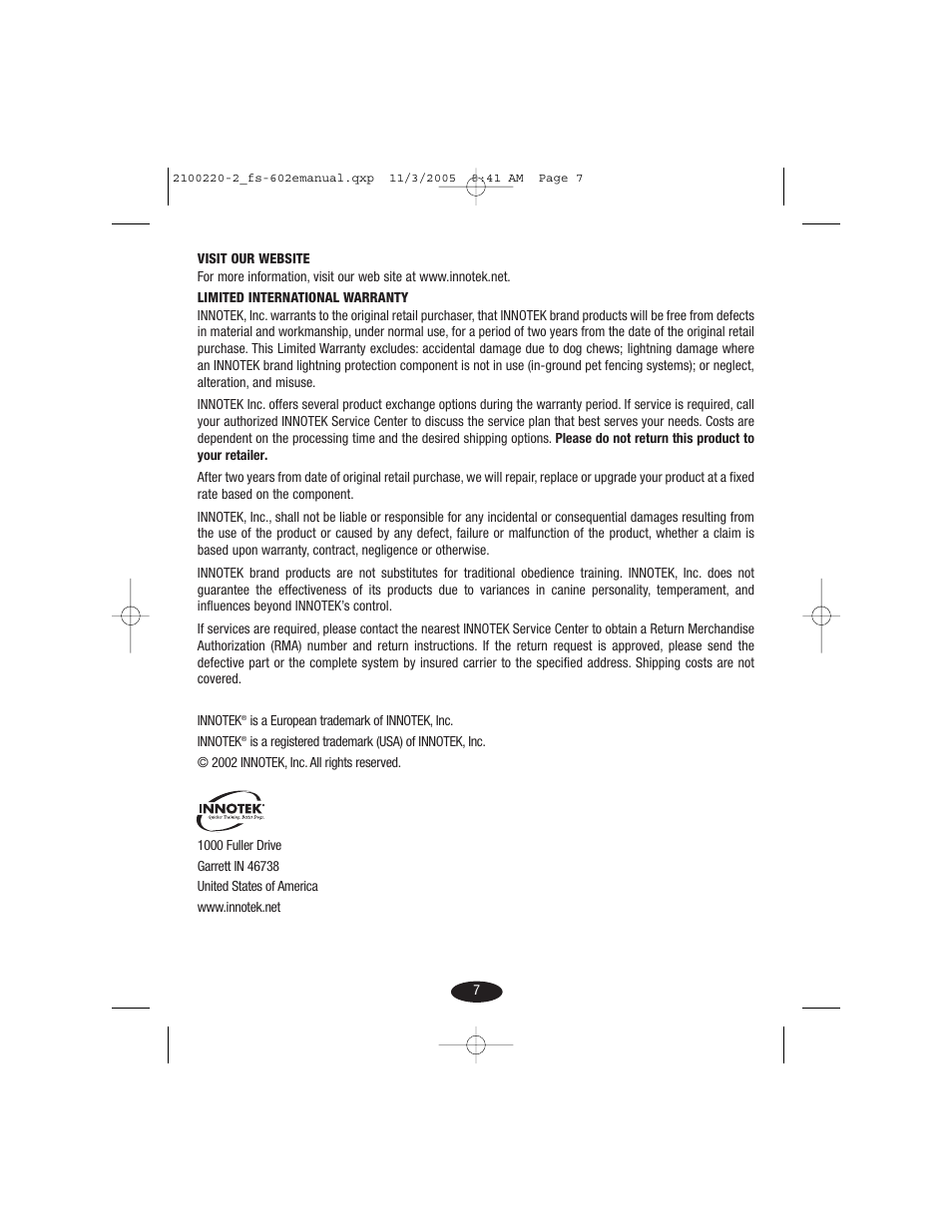 Petsafe Innotek 450 m Remote Training Collar User Manual | Page 7 / 48
