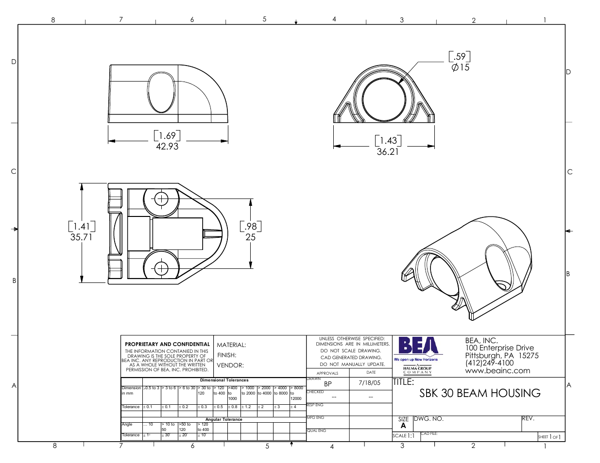 BEA SBK 30 User Manual | 1 page