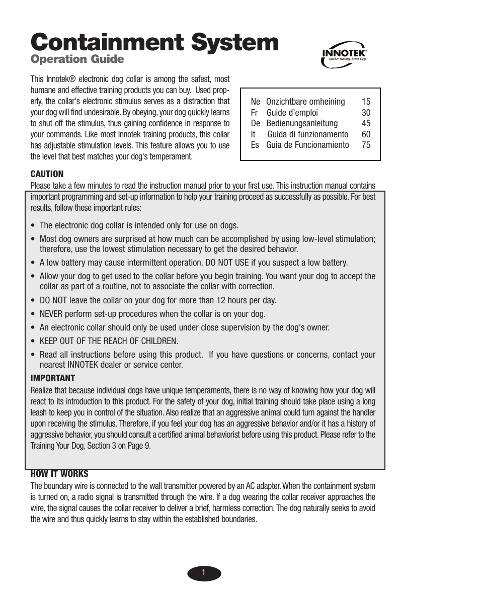 Petsafe Innotek Basic In-Ground Fence User Manual | 92 pages