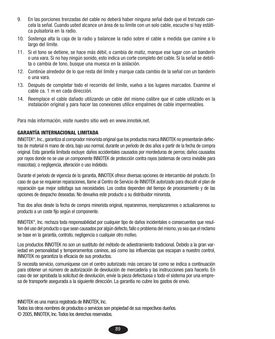 Petsafe Innotek Basic In-Ground Fence User Manual | Page 89 / 92