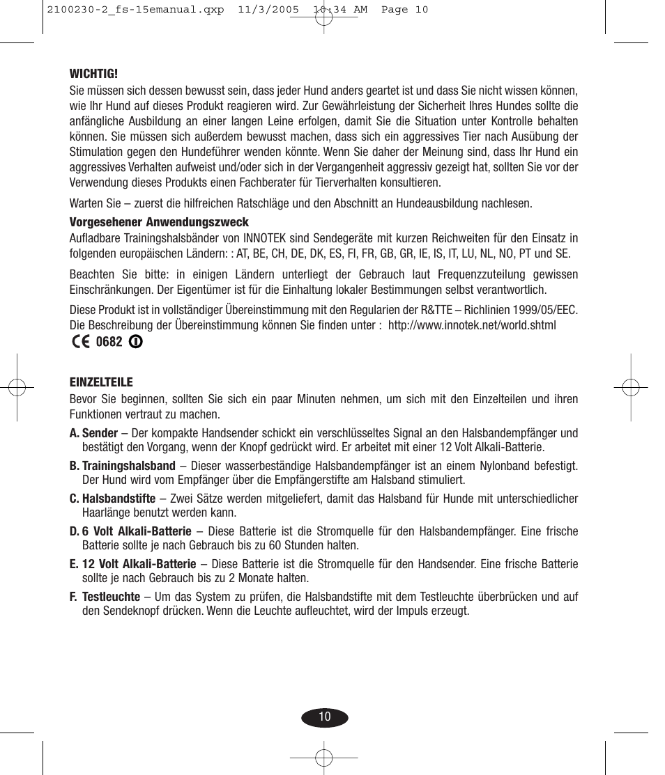 Petsafe Innotek Basic Remote Trainer User Manual | Page 10 / 52