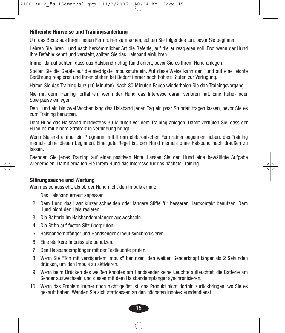 Petsafe Innotek Basic Remote Trainer User Manual | Page 15 / 52