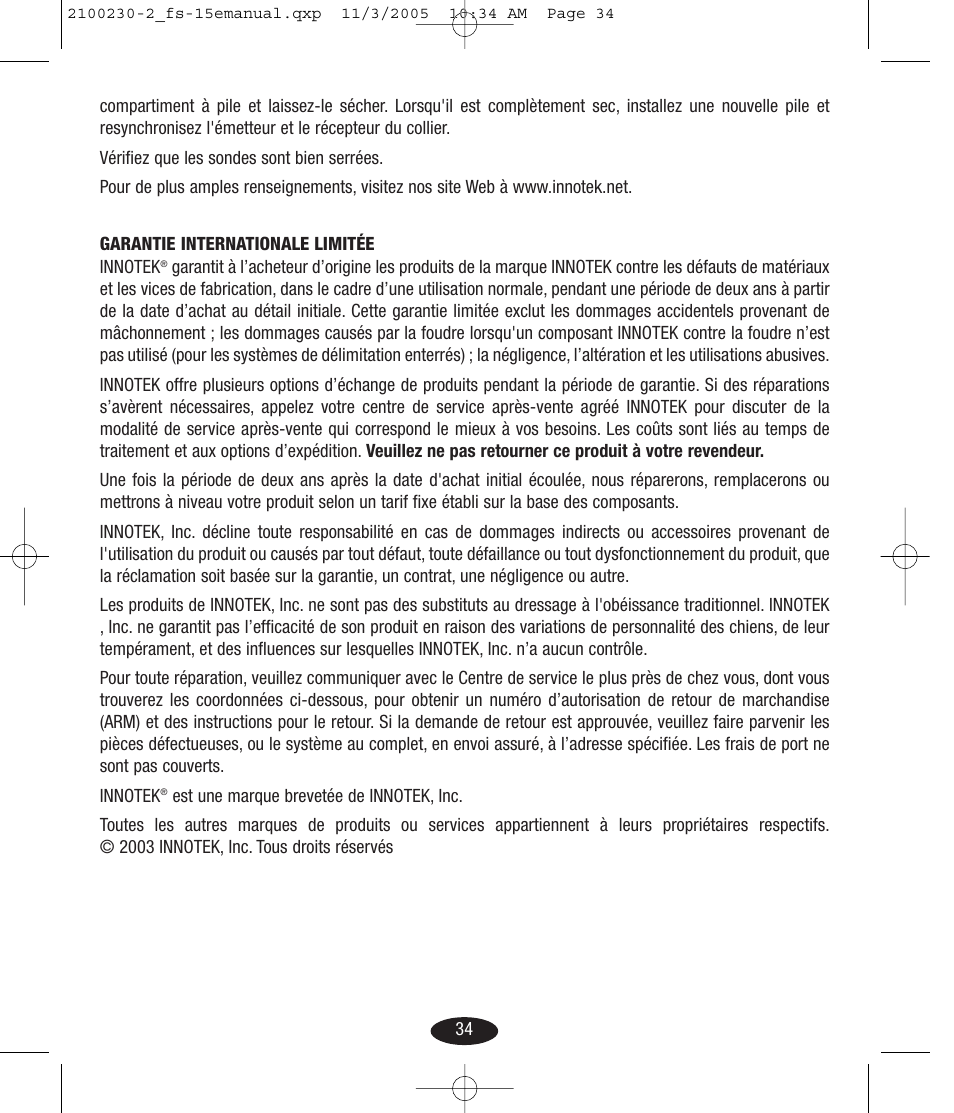 Petsafe Innotek Basic Remote Trainer User Manual | Page 34 / 52