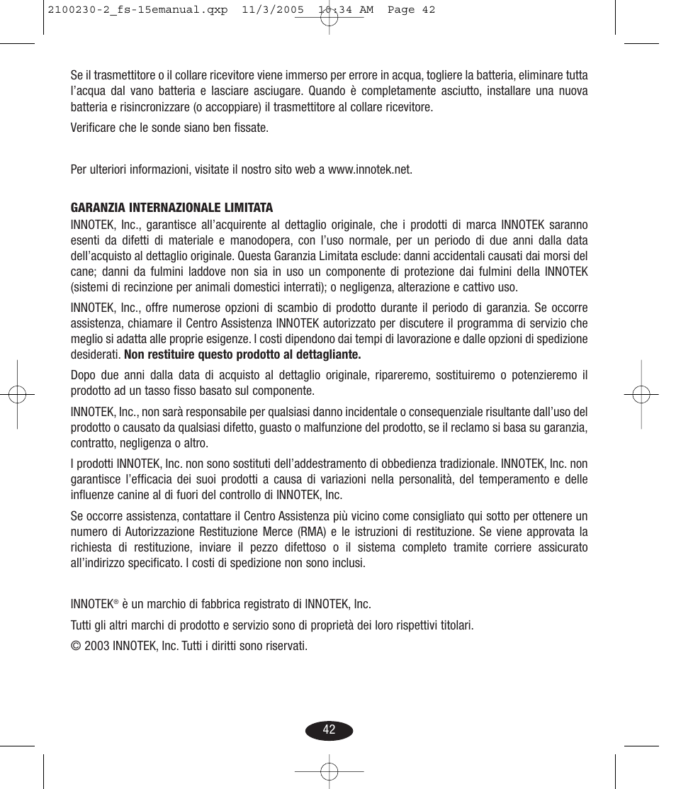 Petsafe Innotek Basic Remote Trainer User Manual | Page 42 / 52