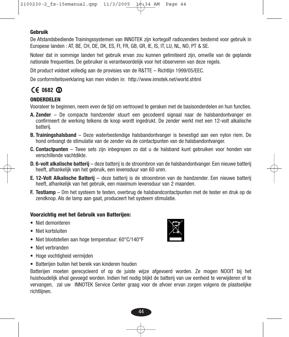 Petsafe Innotek Basic Remote Trainer User Manual | Page 44 / 52