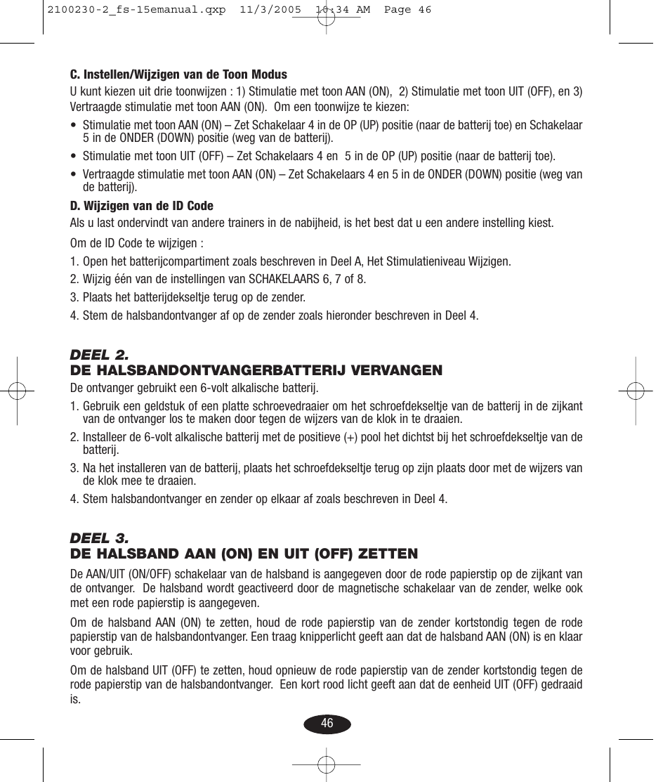 Petsafe Innotek Basic Remote Trainer User Manual | Page 46 / 52
