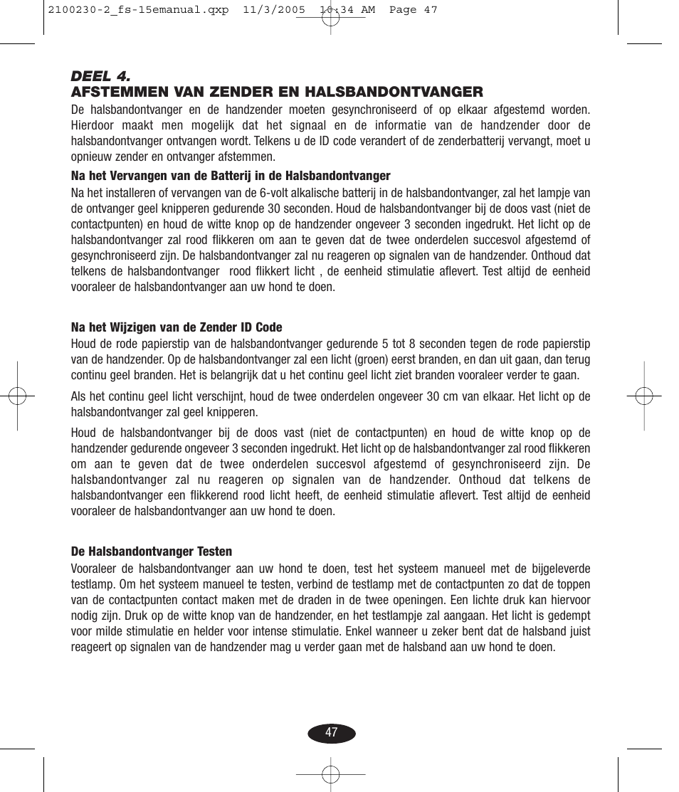Petsafe Innotek Basic Remote Trainer User Manual | Page 47 / 52