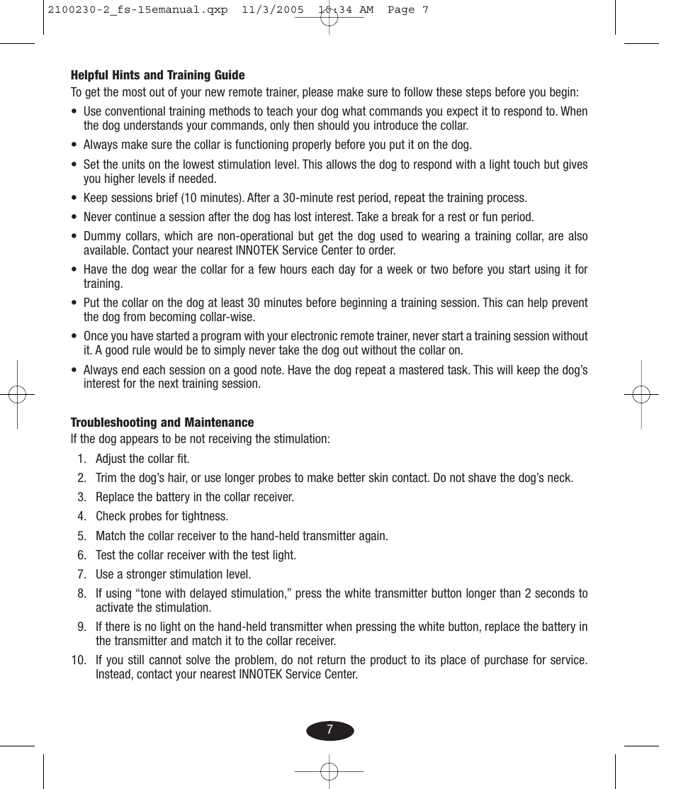 Petsafe Innotek Basic Remote Trainer User Manual | Page 7 / 52