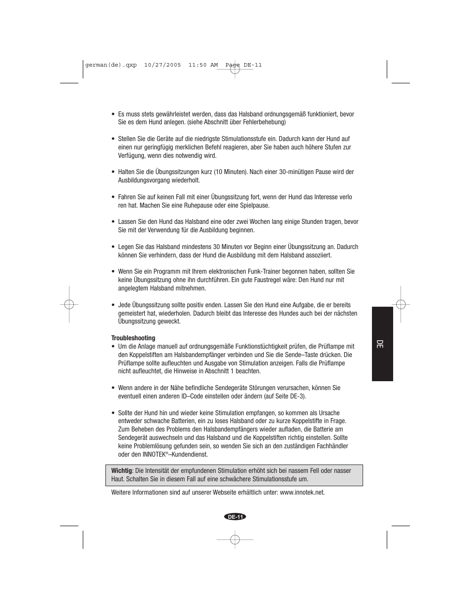 Petsafe Innotek Command Series Remote Trainer User Manual | Page 47 / 72