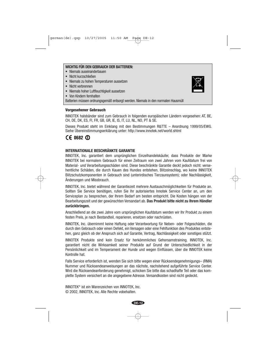 Petsafe Innotek Command Series Remote Trainer User Manual | Page 48 / 72