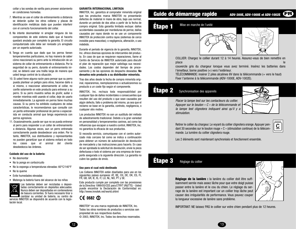 Étape 3, Étape 2, Étape 1 | Guide de démarrage rapide | Petsafe Innotek Digital Advanced Remote Trainer User Manual | Page 7 / 14