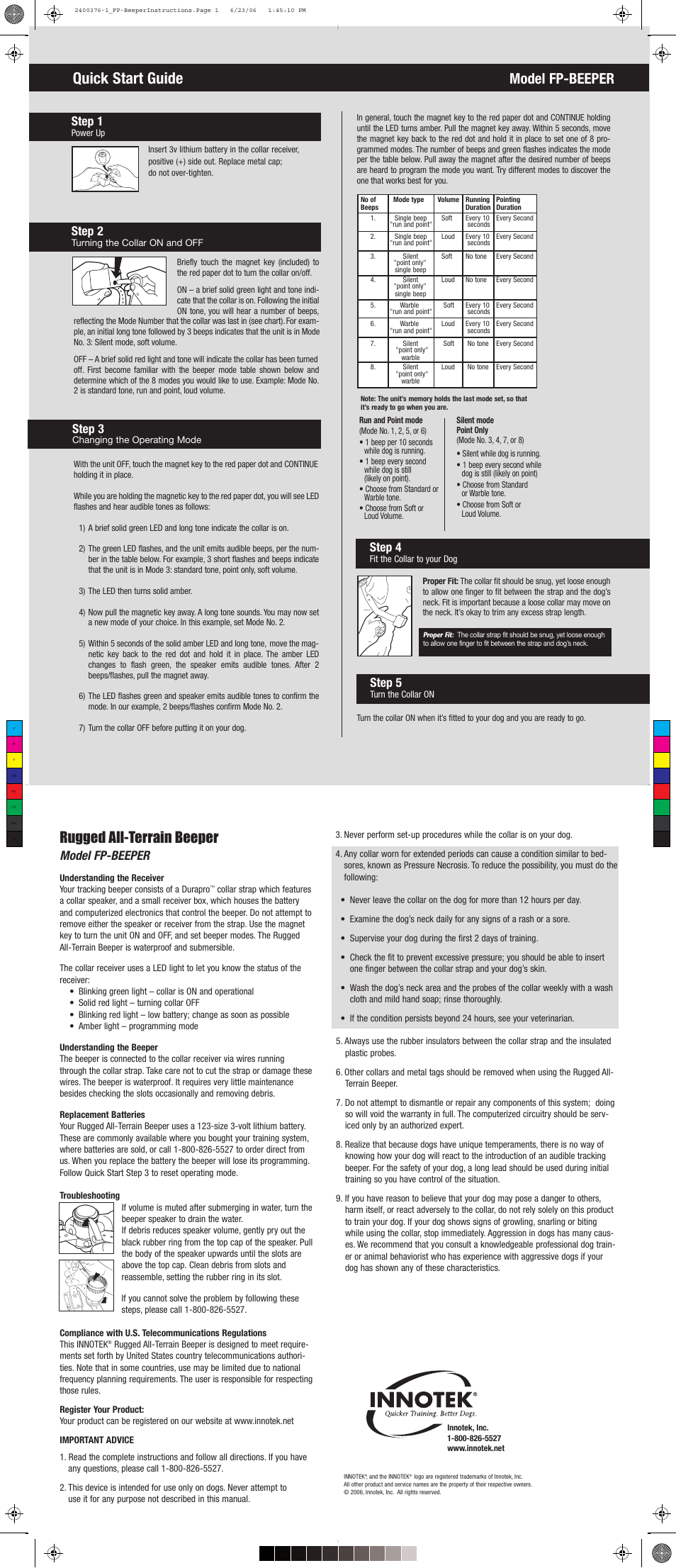 Petsafe Innotek FieldPro Beeper User Manual | 1 page