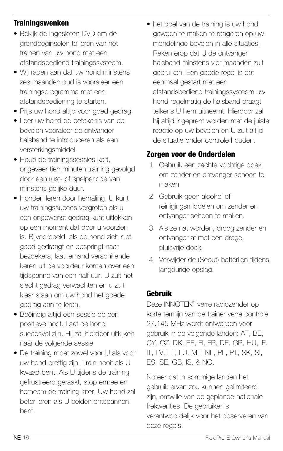 Petsafe Innotek FieldPro Remote Trainer User Manual | Page 128 / 156