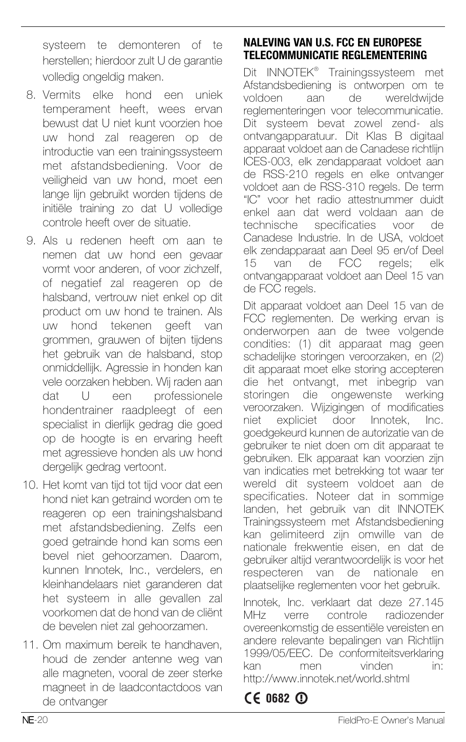 Petsafe Innotek FieldPro Remote Trainer User Manual | Page 130 / 156