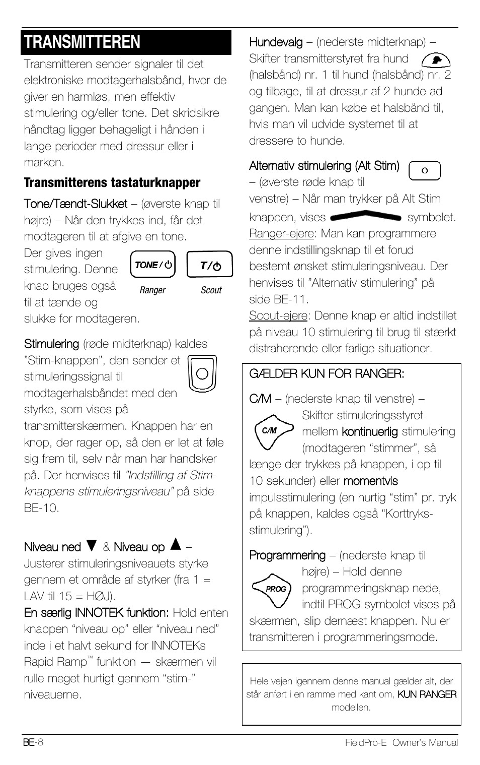 Transmitteren | Petsafe Innotek FieldPro Remote Trainer User Manual | Page 140 / 156