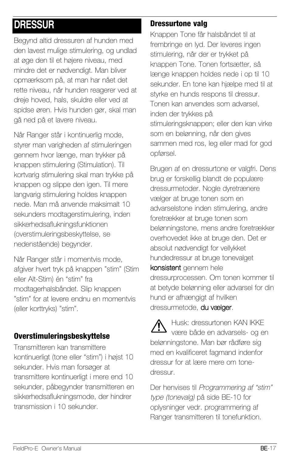 Dressur | Petsafe Innotek FieldPro Remote Trainer User Manual | Page 149 / 156