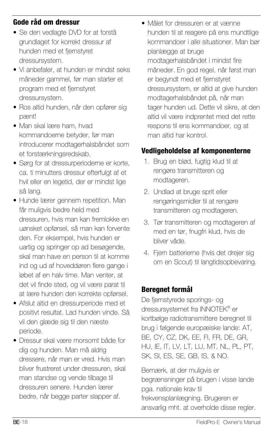 Petsafe Innotek FieldPro Remote Trainer User Manual | Page 150 / 156