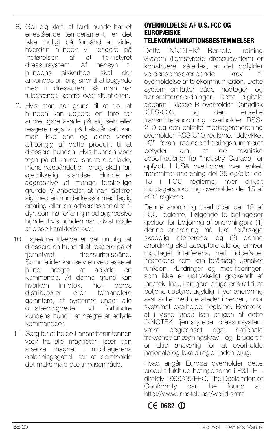 Petsafe Innotek FieldPro Remote Trainer User Manual | Page 152 / 156