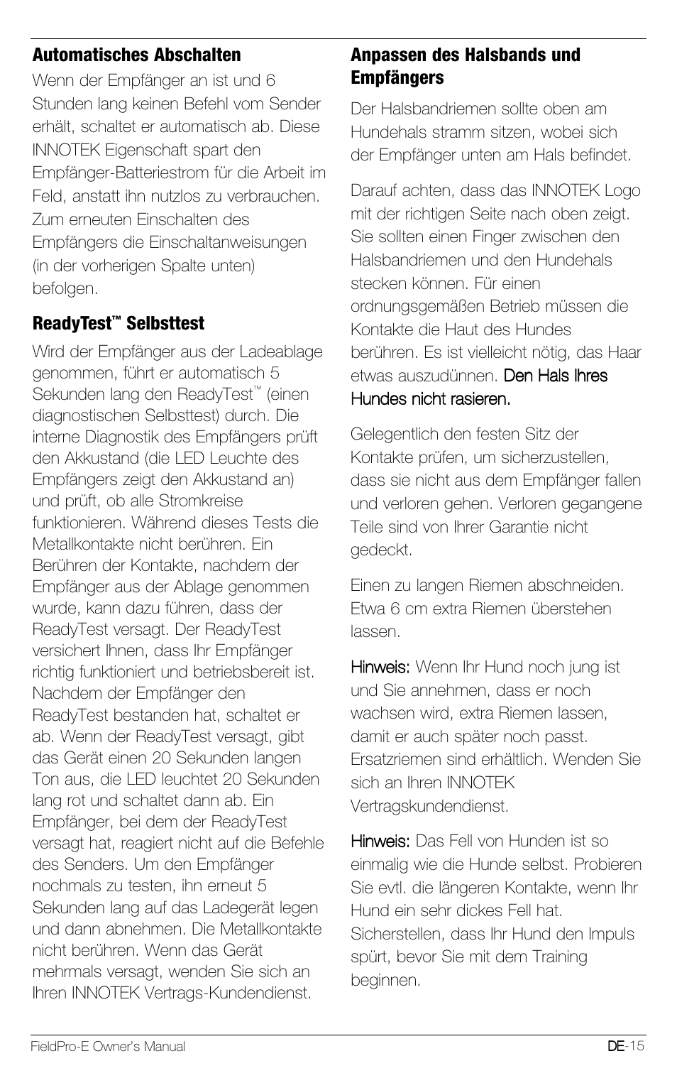 Petsafe Innotek FieldPro Remote Trainer User Manual | Page 37 / 156