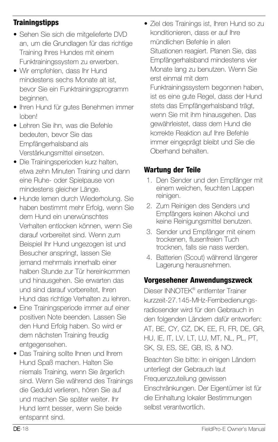 Petsafe Innotek FieldPro Remote Trainer User Manual | Page 40 / 156