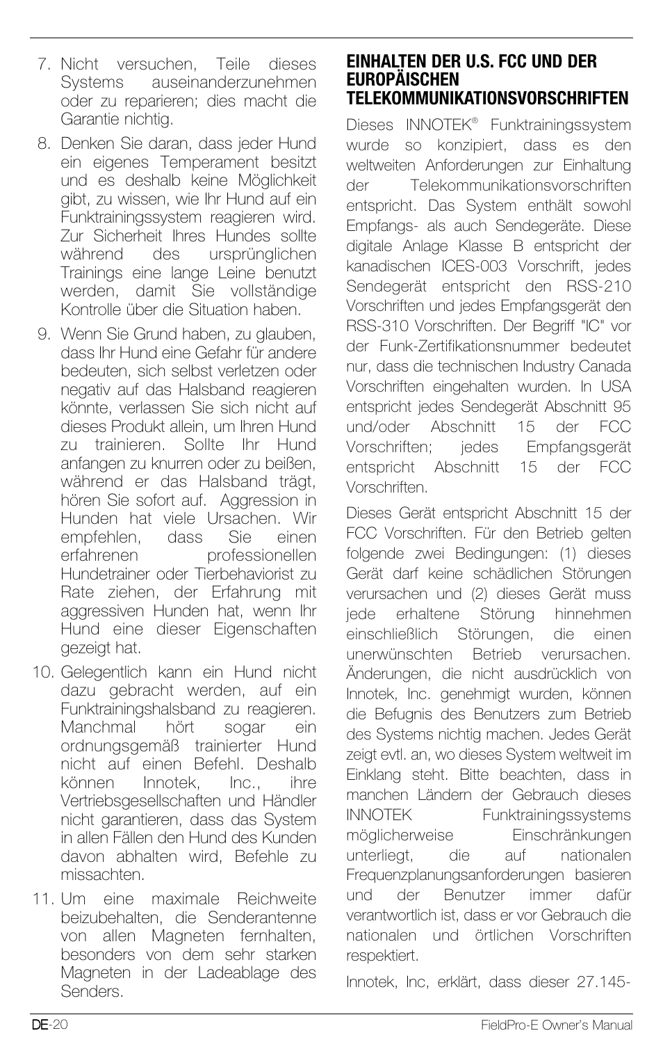 Petsafe Innotek FieldPro Remote Trainer User Manual | Page 42 / 156