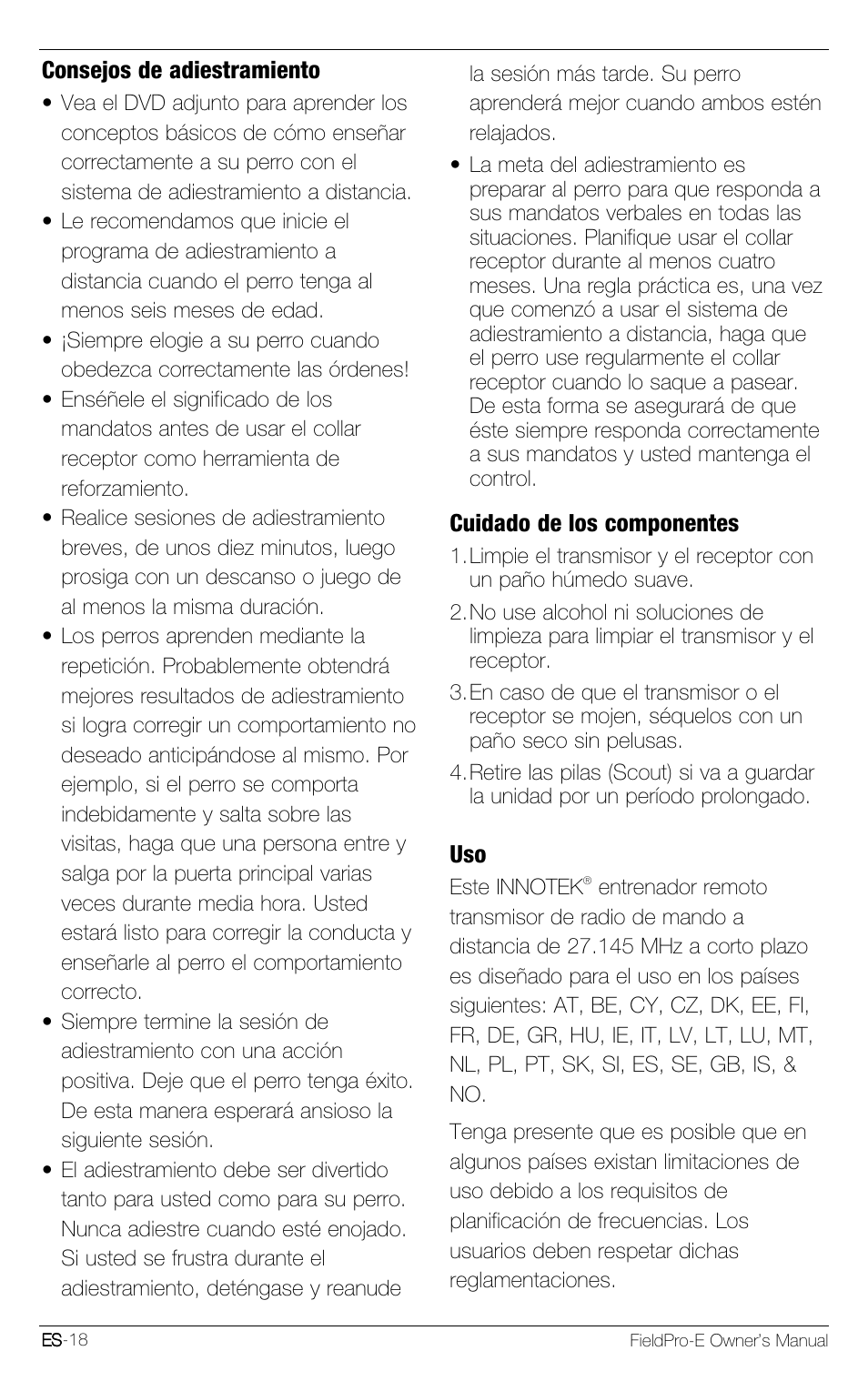 Petsafe Innotek FieldPro Remote Trainer User Manual | Page 62 / 156