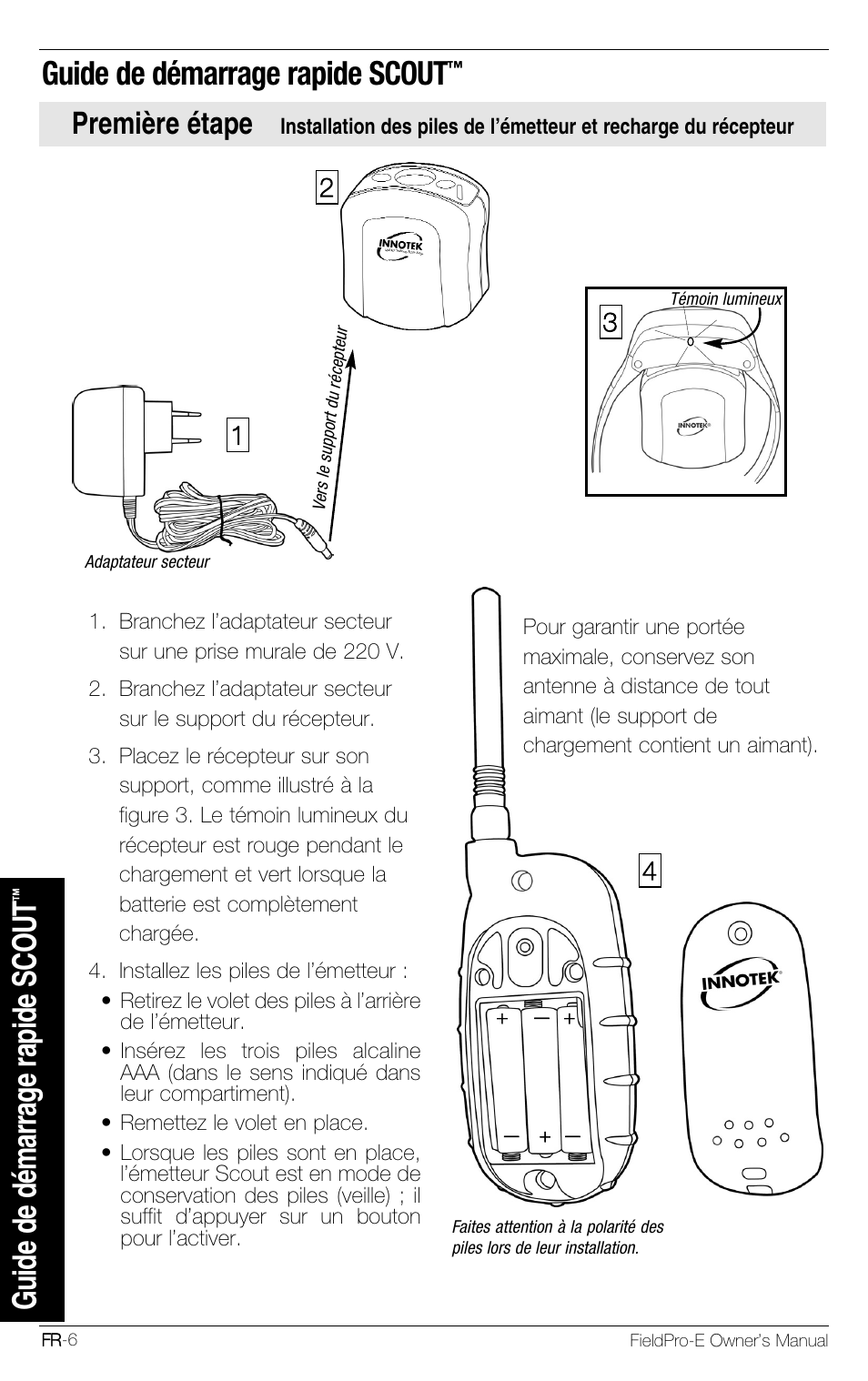 Guide de démarrage rapide scout, Première étape | Petsafe Innotek FieldPro Remote Trainer User Manual | Page 72 / 156