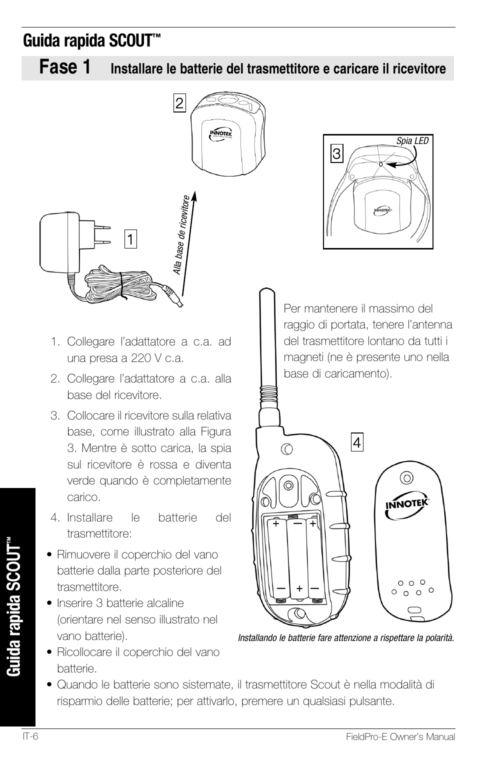 Fase 1, Guida rapida scout | Petsafe Innotek FieldPro Remote Trainer User Manual | Page 94 / 156