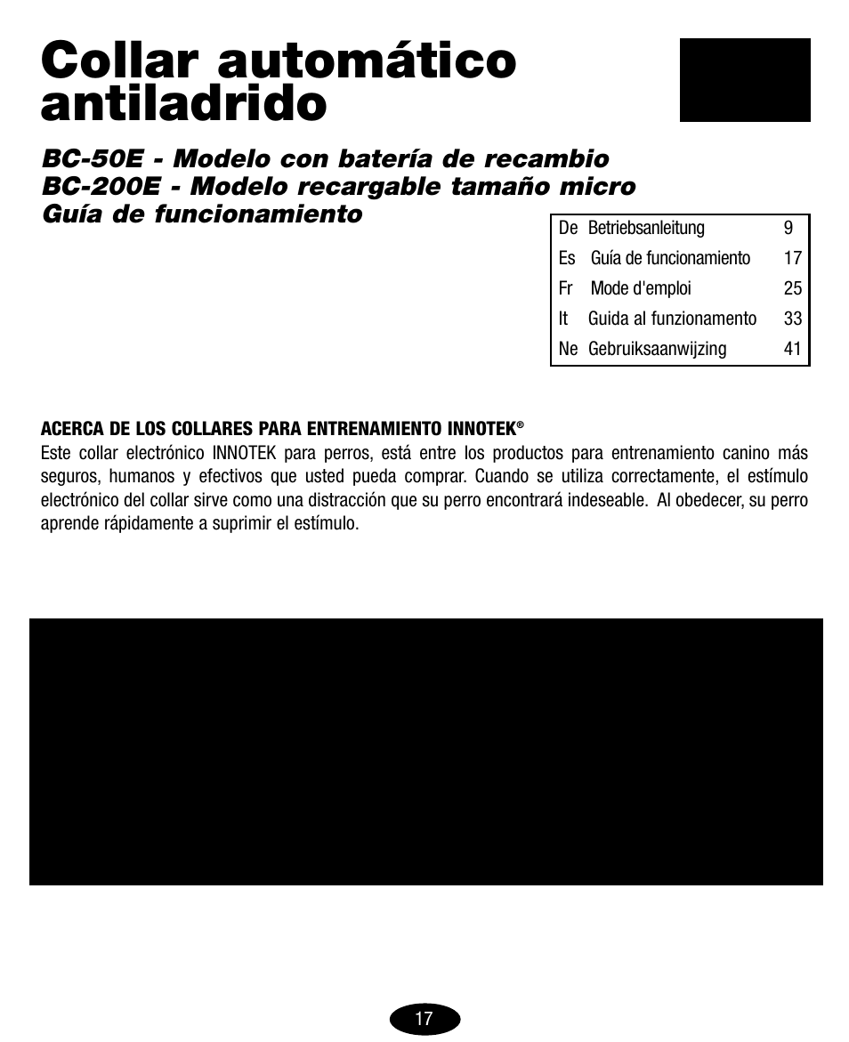 Collar automático antiladrido | Petsafe Innotek No-Bark Collar User Manual | Page 17 / 48