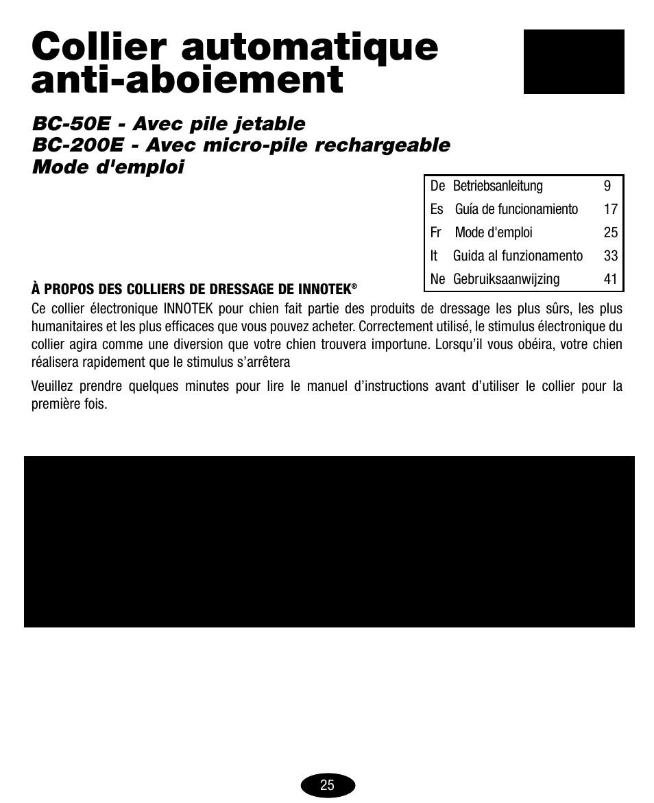 Collier automatique anti-aboiement | Petsafe Innotek No-Bark Collar User Manual | Page 25 / 48