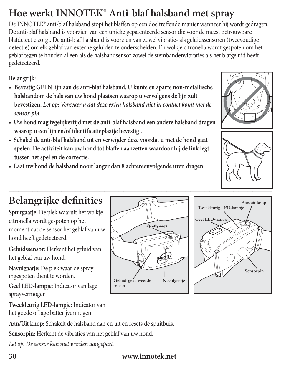 Belangrijke defi nities | Petsafe Innotek Spray Bark Control Collar User Manual | Page 30 / 76