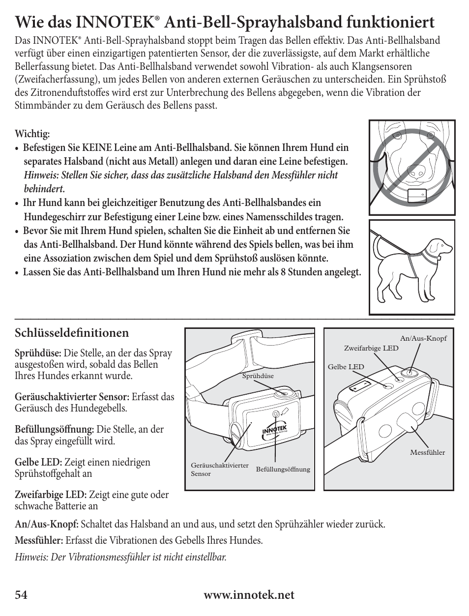 Schlüsseldefi nitionen | Petsafe Innotek Spray Bark Control Collar User Manual | Page 54 / 76