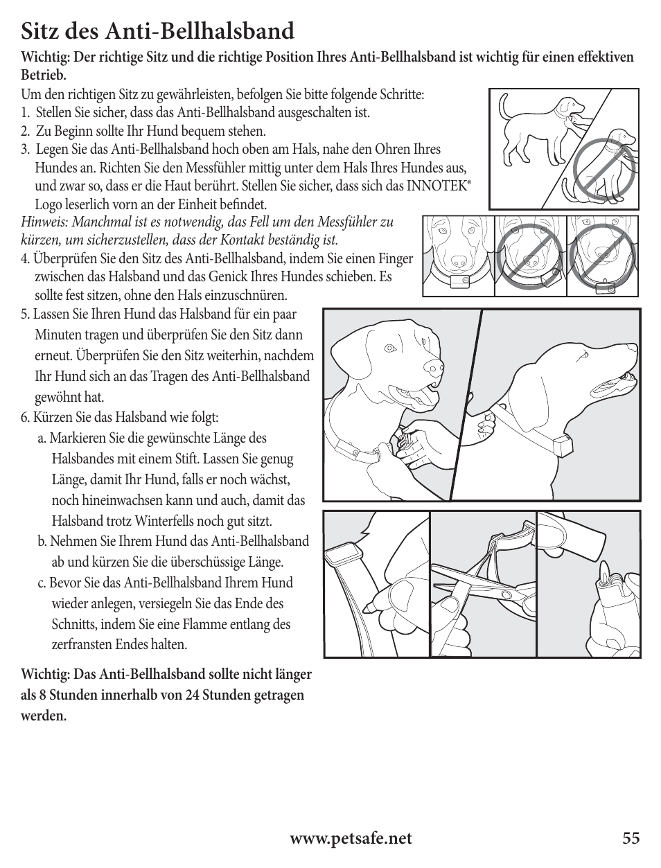 Sitz des anti-bellhalsband | Petsafe Innotek Spray Bark Control Collar User Manual | Page 55 / 76