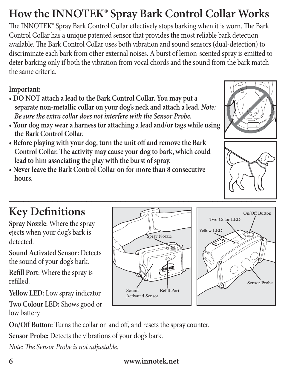 Key defi nitions | Petsafe Innotek Spray Bark Control Collar User Manual | Page 6 / 76