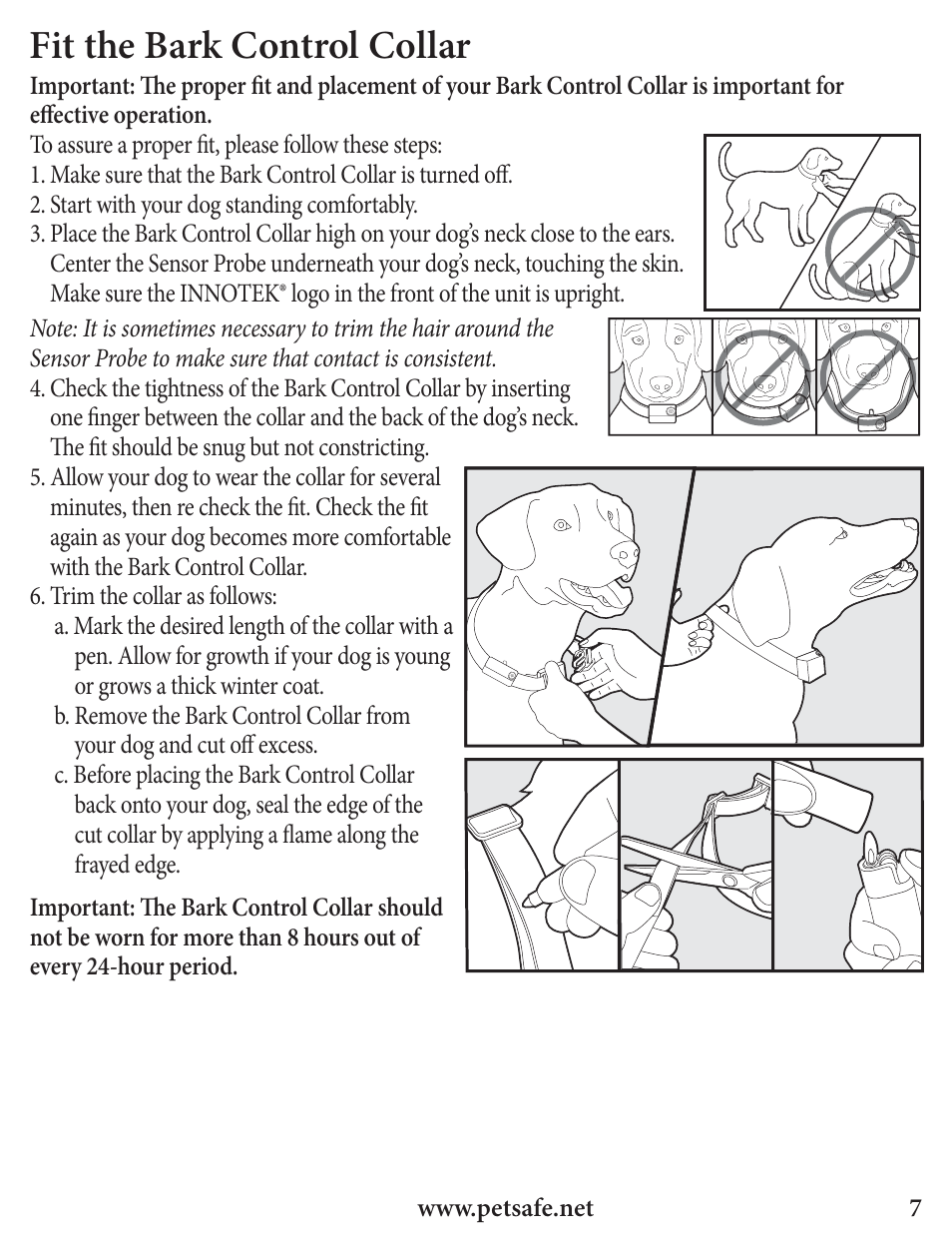 Fit the bark control collar | Petsafe Innotek Spray Bark Control Collar User Manual | Page 7 / 76