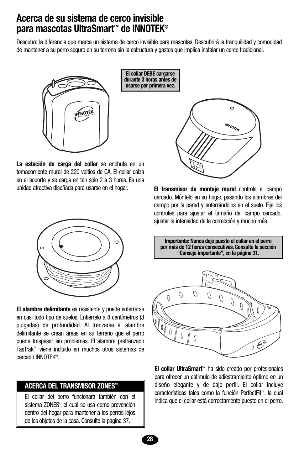 Acerca del transmisor zones | Petsafe Innotek UltraSmart Contain ‘n’ Train In-Ground Fence User Manual | Page 30 / 100