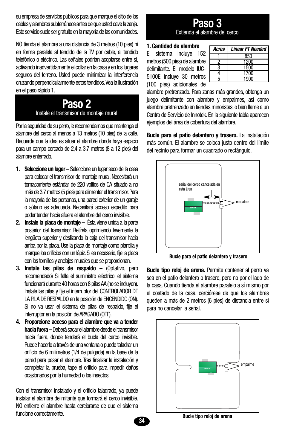 Paso 2, Paso 3 | Petsafe Innotek UltraSmart Contain ‘n’ Train In-Ground Fence User Manual | Page 36 / 100