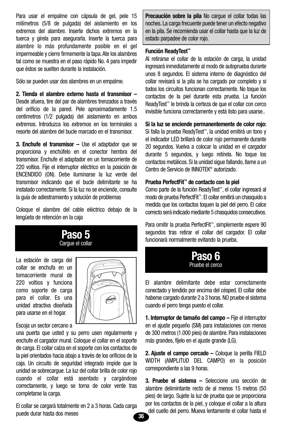 Paso 5, Paso 6 | Petsafe Innotek UltraSmart Contain ‘n’ Train In-Ground Fence User Manual | Page 38 / 100