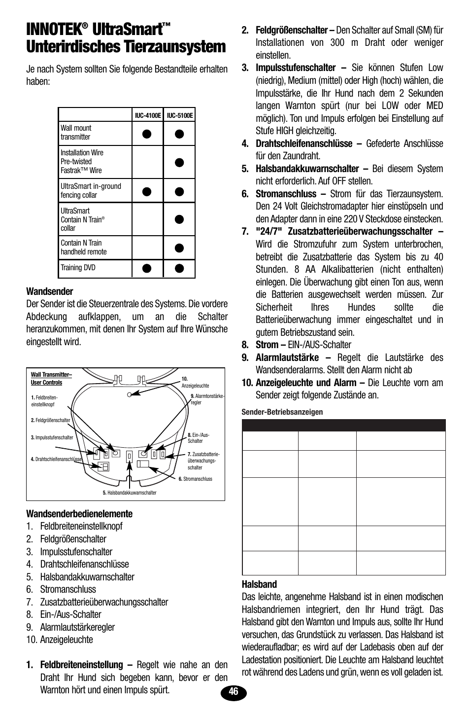 Ultrasmart, Unterirdisches tierzaunsystem | Petsafe Innotek UltraSmart Contain ‘n’ Train In-Ground Fence User Manual | Page 48 / 100